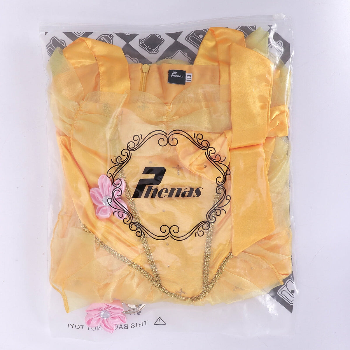 CHOYURME CHONYURM Girls Yellow Princess Costume Off Shoulder Dress with Accessories