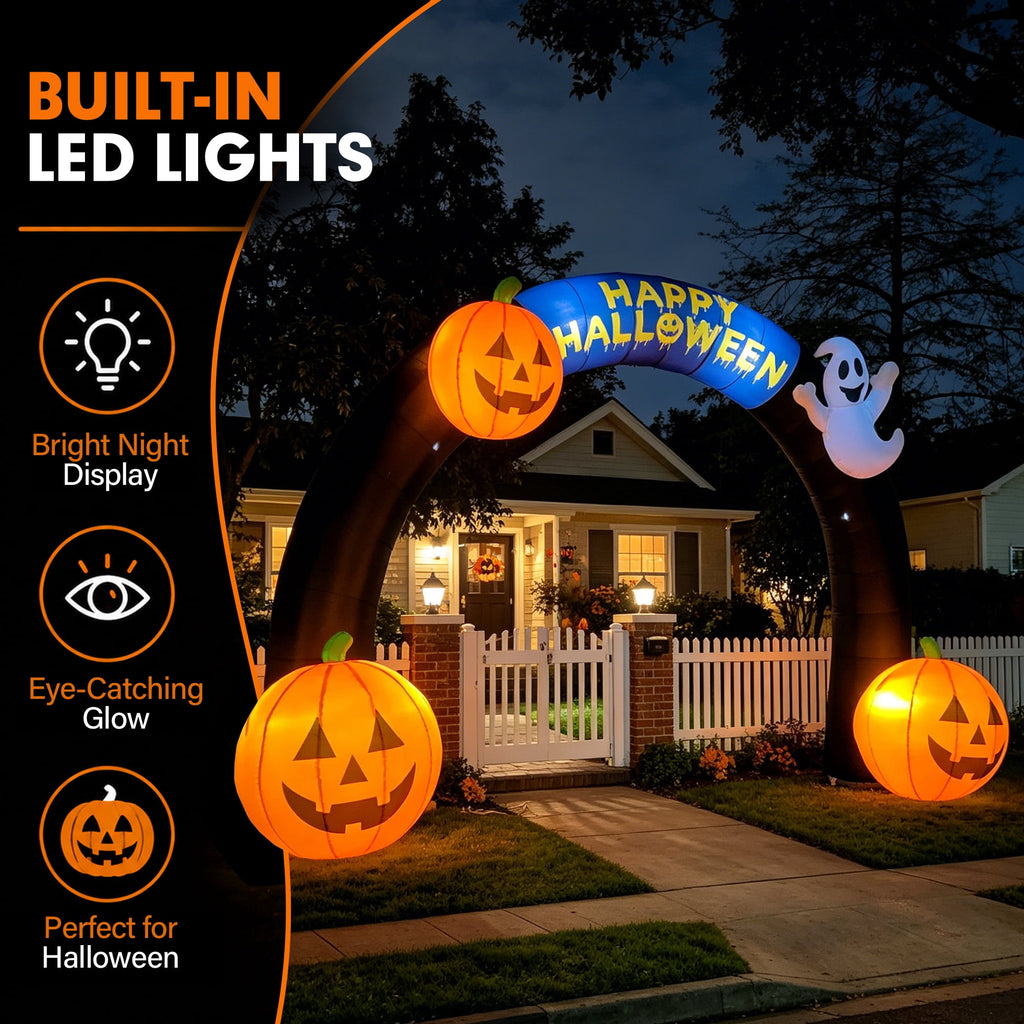 Wellcomer 20FT Inflatable Halloween Arch with LED Lights for Outdoor Decoration