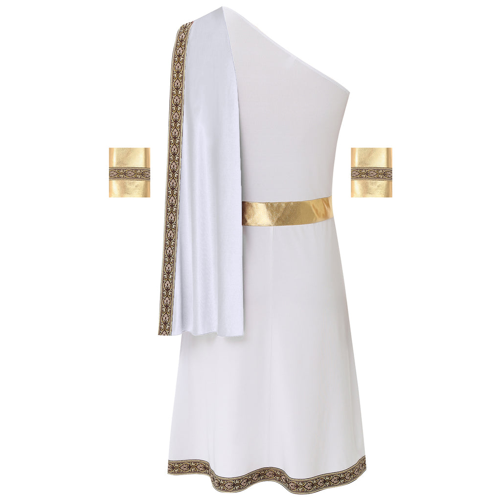 YiZYiF Mens Halloween Ancient Greek Cosplay Costume Roman Toga Caesar Party Fancy Dress Up Set Black S
