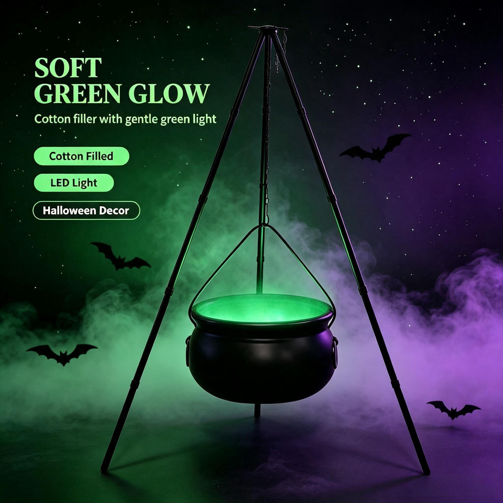 Muecwrye Halloween Decorations Outdoor, Halloween Clearance! Halloween Witches Cauldron with Lights, DIY Bubbling Cauldron Set Decor for Home Porch Outside, Halloween Party Supplies( Without Tripod)