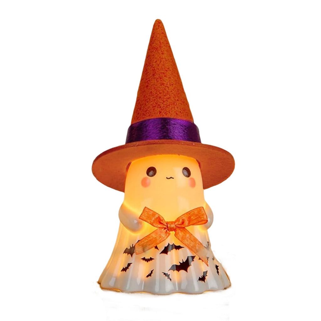 Fwttom Ghost Night Light, Halloween Lights Cute Ghost Reading Book Lamp, Halloween Decorations Indoor Light Up Ghost Statue Ghost Light for House Mantel Bedside