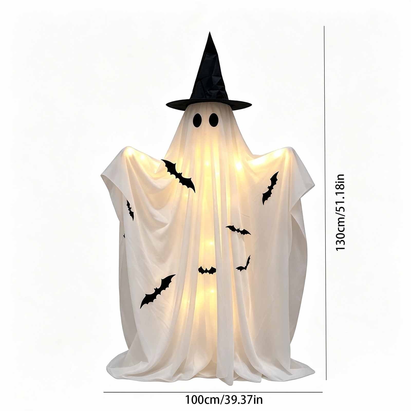 Halloween Light-Up Ghost Decorations Outdoor - 6.5 FT - 8 Sounds Gaint Hanging Swing Ghost Halloween Decoration, Spooky Cute Ghosts Decorations for Front Porch Yard Tree