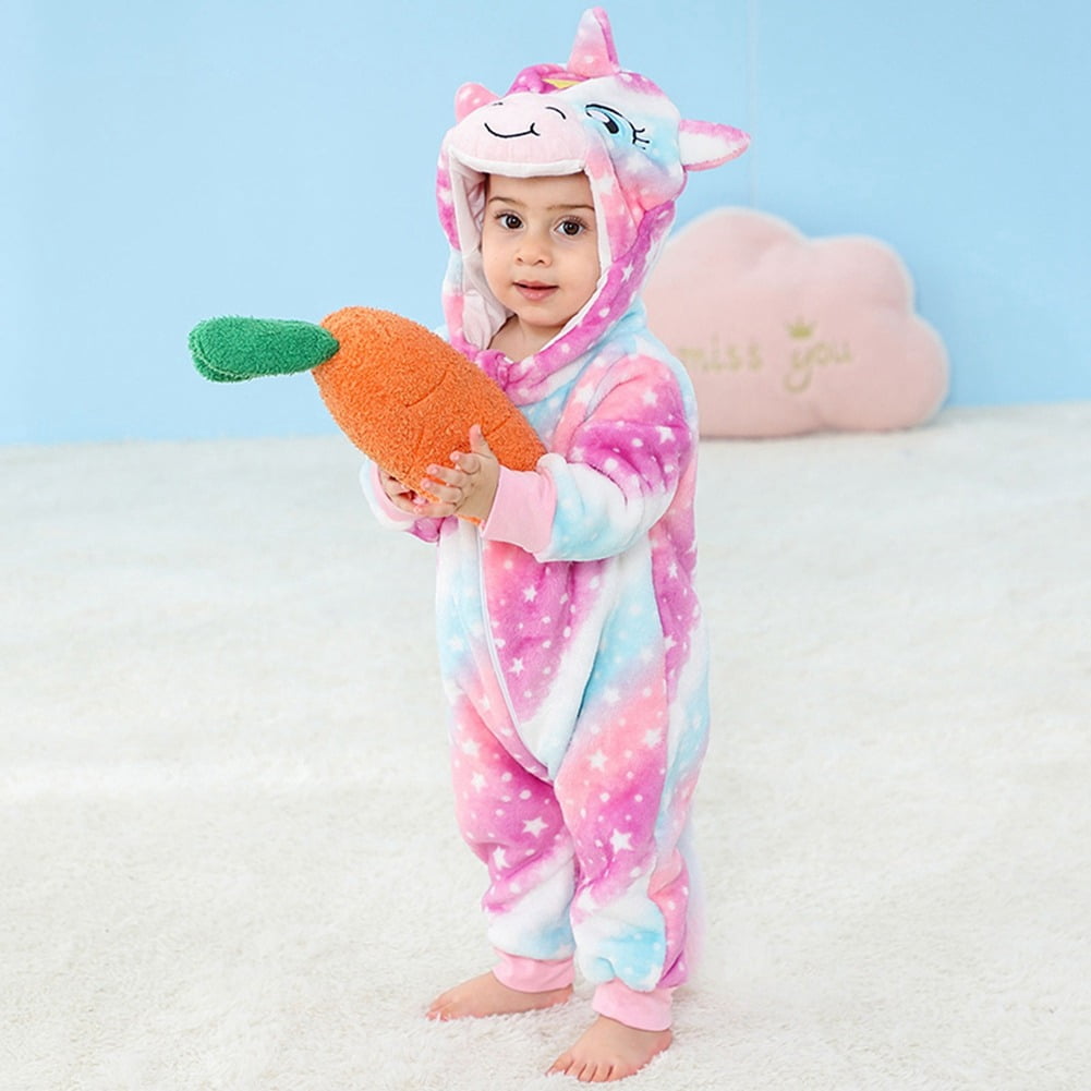 WIBACKER 0-3T Unisex Baby Animal Costume Winter Autumn Flannel Hooded Romper Christmas and Halloween Dinosaur Cosplay Jumpsuit