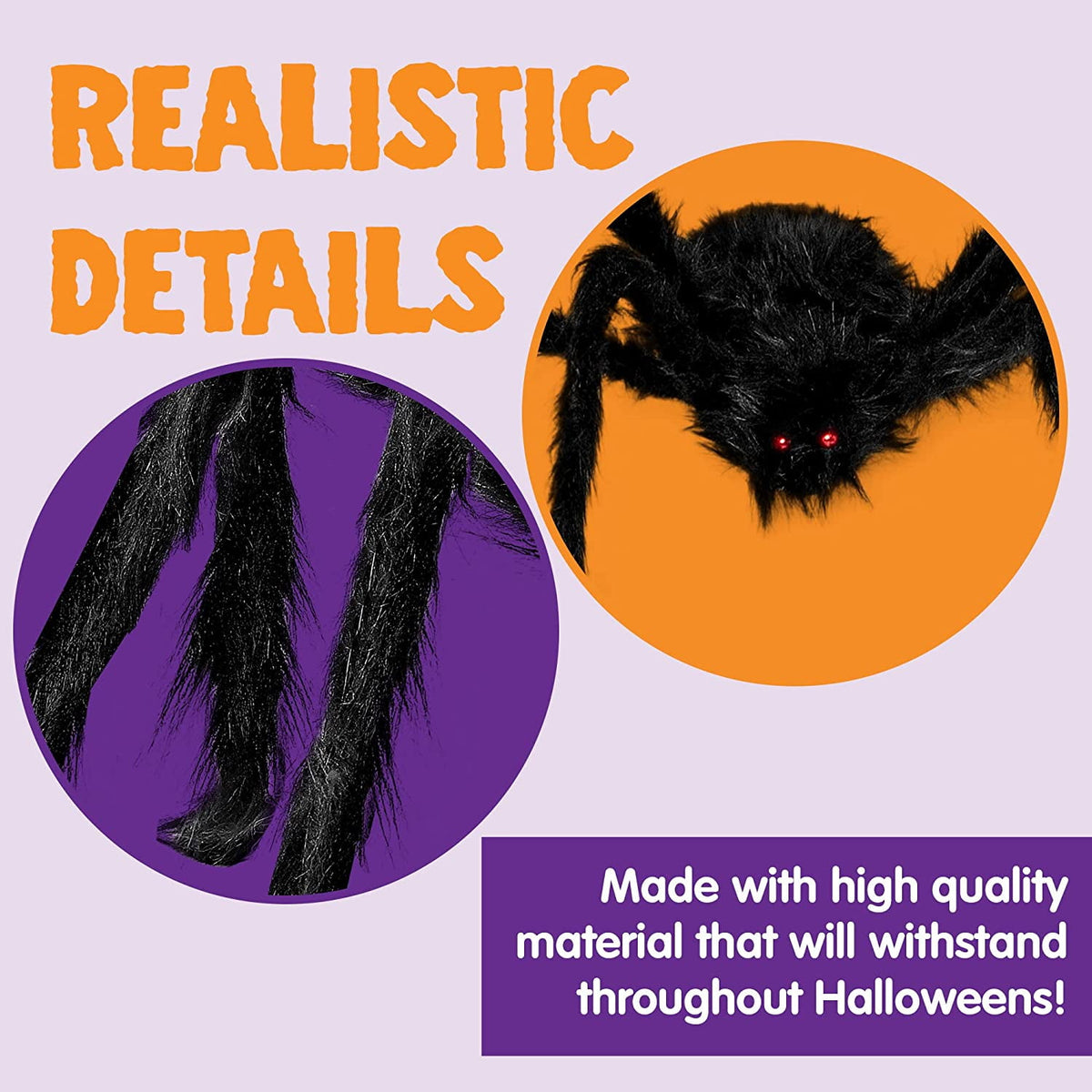 Ayieyill Spider Halloween Decorations Outdoor, 5FT Scary Giant Spider for Halloween Yard Decorations, Haunted House Props, 1pc