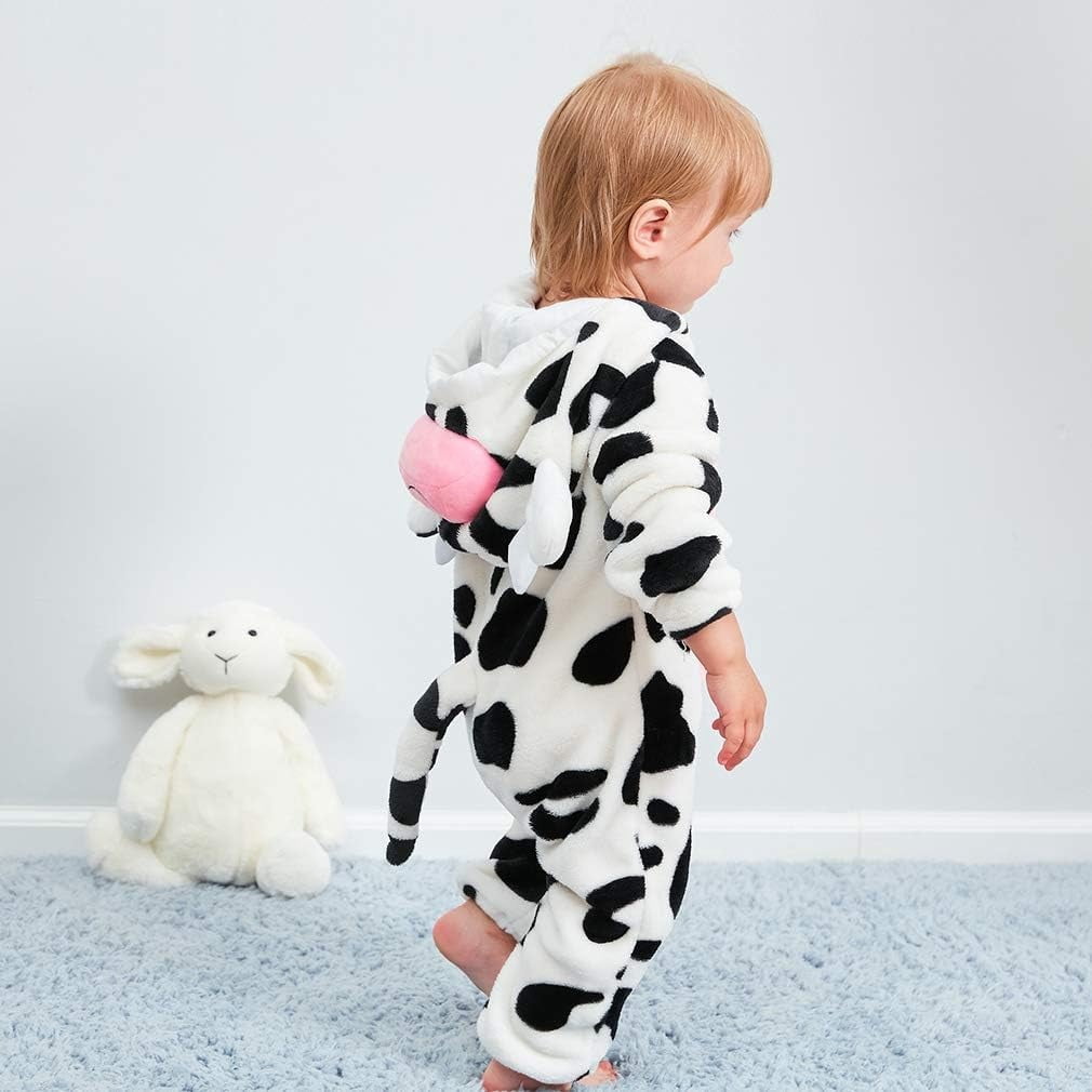 WIBACKER 0-3T Unisex Baby Animal Costume Winter Autumn Flannel Hooded Romper Christmas and Halloween Panda Cosplay Jumpsuit