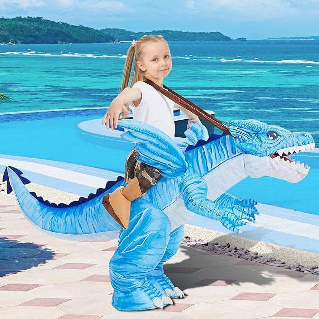 GOOSH Kids Inflatable Dinosaur Costume, Blow Up Dinosaur Costume Inflatable Dino Costume, Funny Halloween Costumes for Boys Girls Unisex Blow Up Costume for Halloween/Party/Cosplay