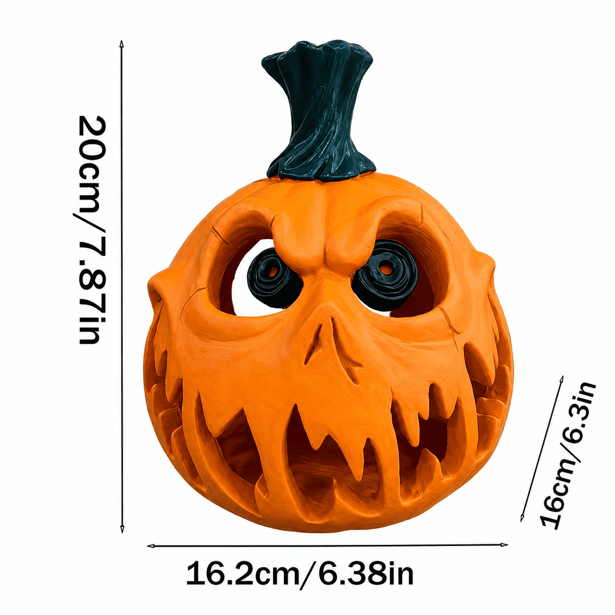 Halloween Pumpkin Decorations, Giant Skull Face Jack O Lantern with Hollow Eyes, 3D Hollow Pumpkin Decor for Indoor Outdoor Haunted House, Yard, Home and Halloween Party