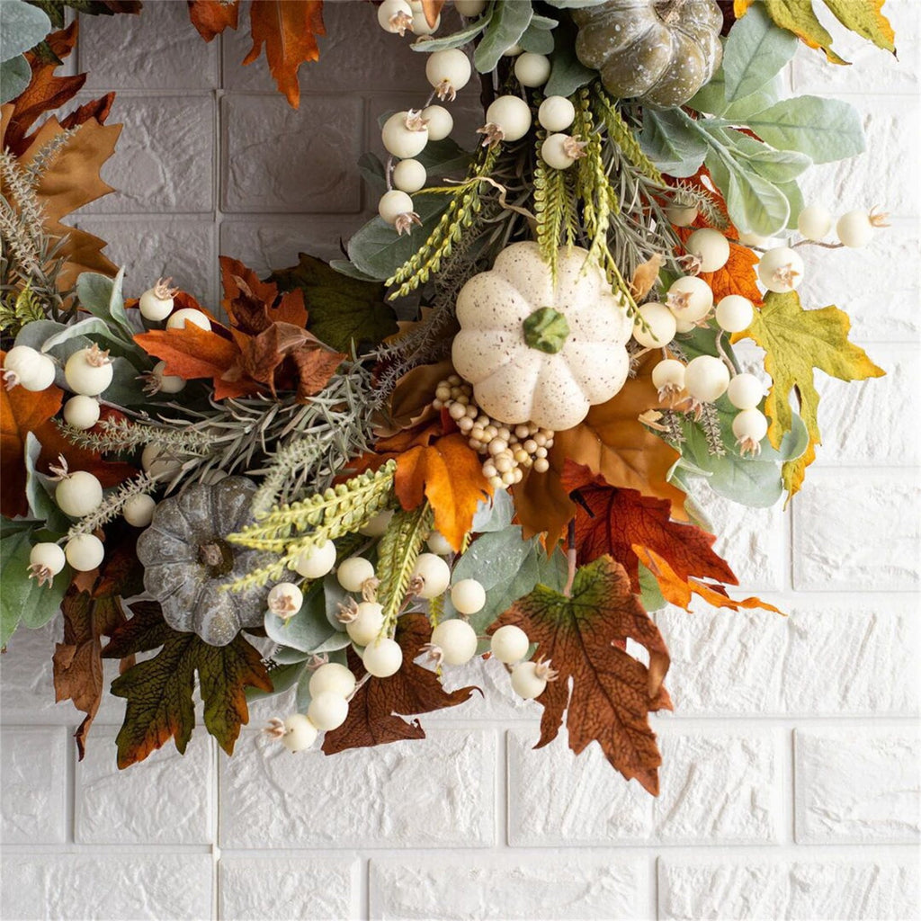 Decorative Wreath, Pumpkin Wreathfall Pumpkin Wreath, Year Round Wreath for Front Door, Artificial Wreath, Front Door Wreath, Family Farmhouse Decor and Spring Wreath, Easter Wreath