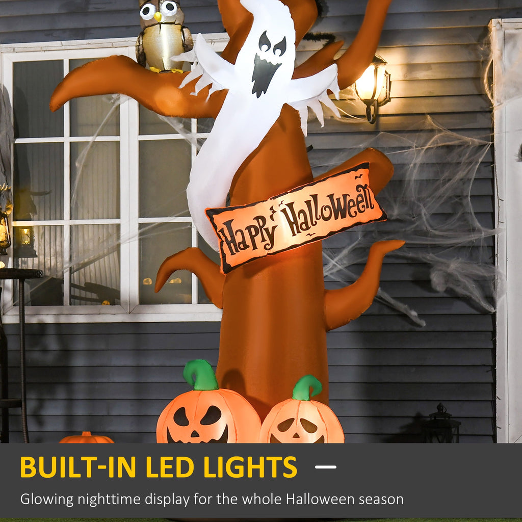 Outsunny 5' Halloween Inflatables Outdoor Decorations Ghost Tree with Pumpkins, Blow-Up LED Yard Decor Indoor Outdoor for Garden, Lawn, Party, Holiday