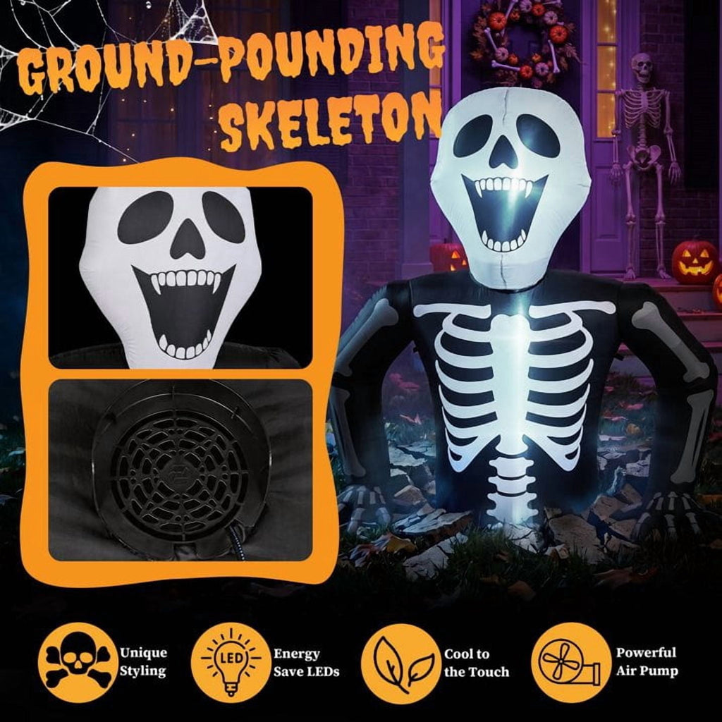 Ktaxon 6' Halloween Inflatables Skeleton Outdoor Halloween Decoration Emerging Skeleton,Built-In LED