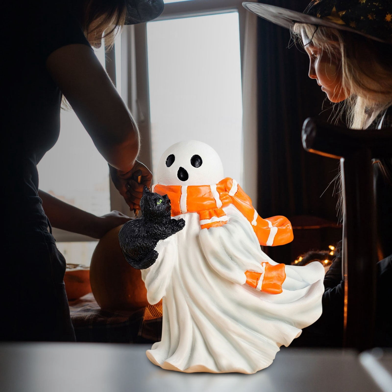 Halloween Decorations, Ghost Resin Crafts Ornaments, Alloween Decoration for Porch Yard Patio Indoor Decor Fall Autumn Home Shelf Mantel Ornament