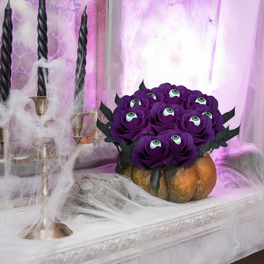 Feltree Halloween Decorations 10 Pieces Faux Rose With Eyeballs Halloween Faux Eyeball Flowers Faux Gothic Rose Bushes For Halloween Party Home Decorations