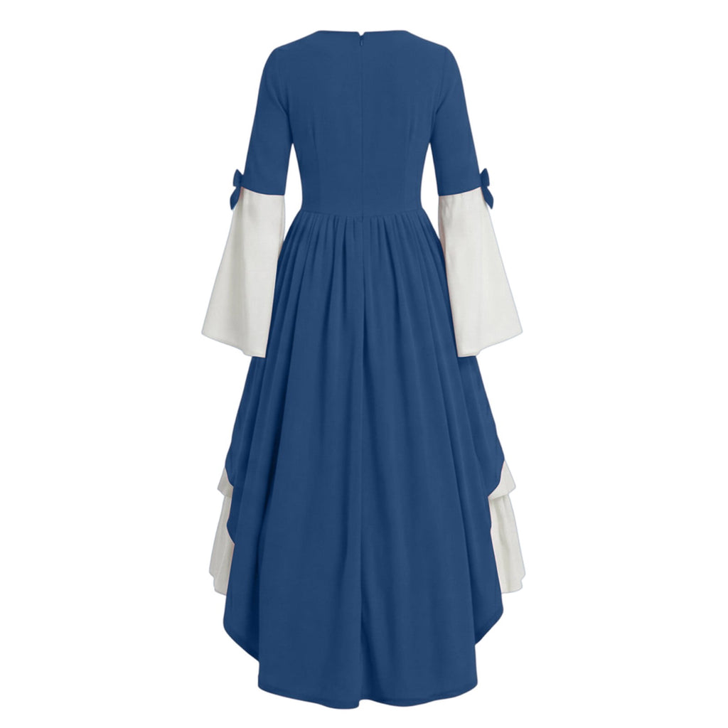 Gothic Dresses for Women Medieval Renaissance Halloween Costume Lace Up Corset High Low Ruffle Hem Square Neck Vintage Gown