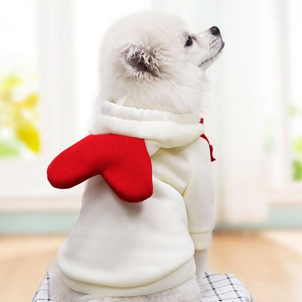 Winter Warm Plush Dog Hoodie, Heart‑Shaped Pet Cosplay Outfit for Small Dogs