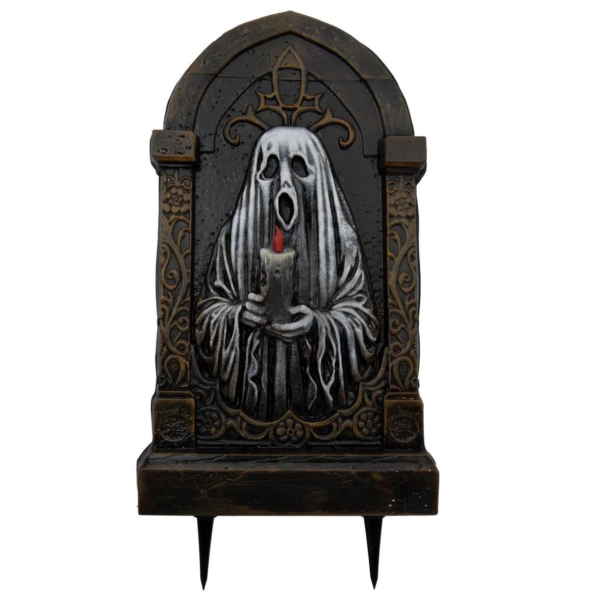 21" Tombstone with Ghost Holding a Candle Halloween Decoration
