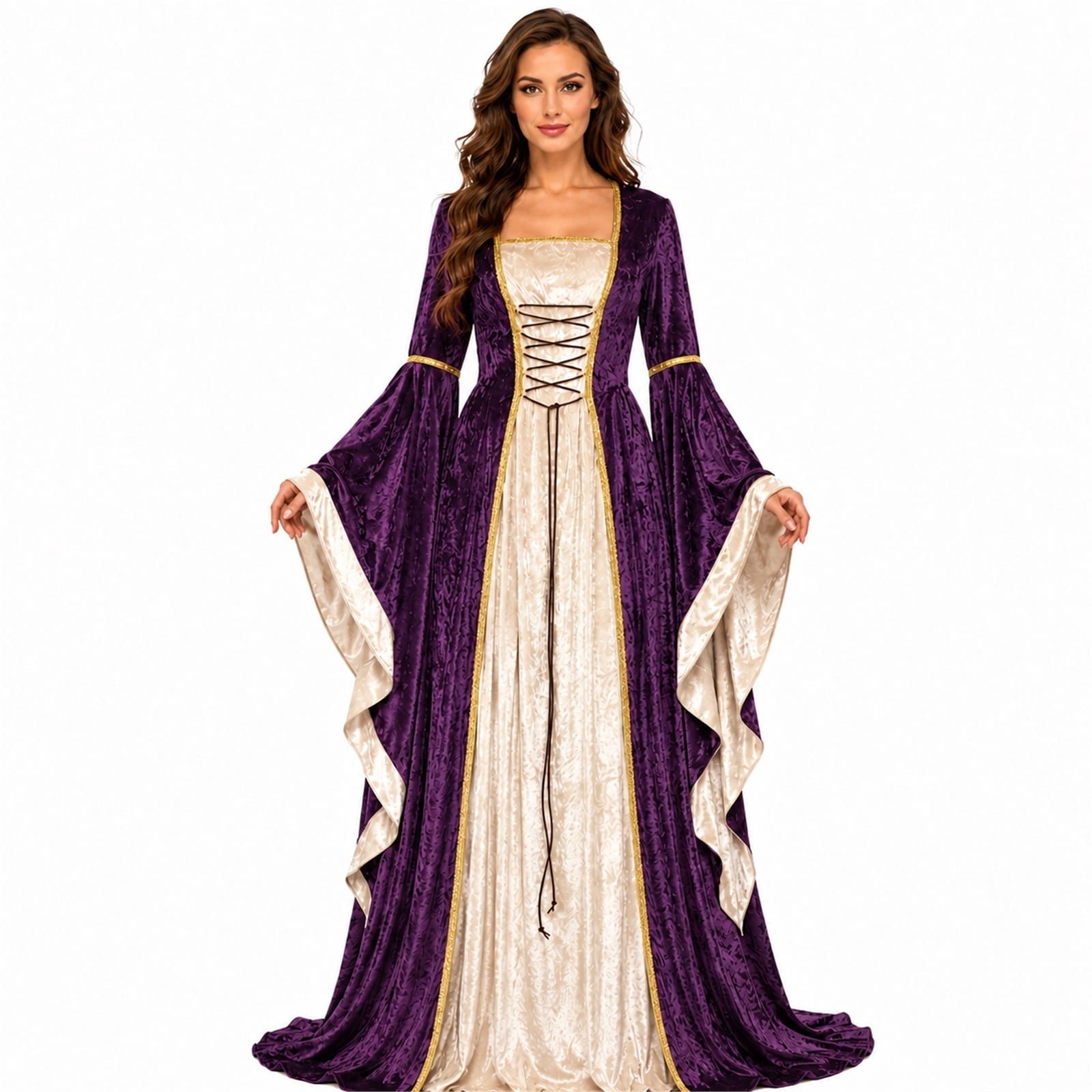 Witch Dress for Women Costume Halloween Vampire Dress 2026 Gothic Witch Costume Women Renaissance Medieval Velvet Outfit Cosplay Party White S