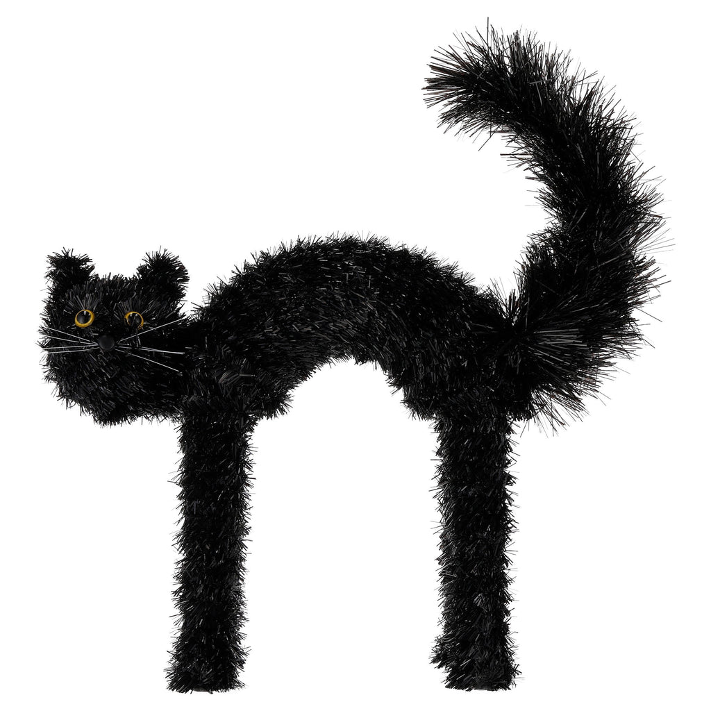 Tinsel Scaredy Cat Decoration, Black, 15", Halloween by Way To Celebrate