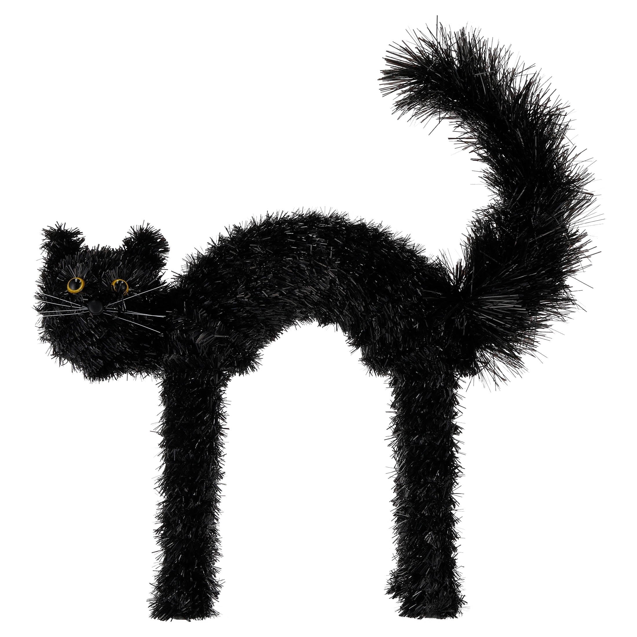 Tinsel Scaredy Cat Decoration, Black, 15", Halloween by Way To Celebrate