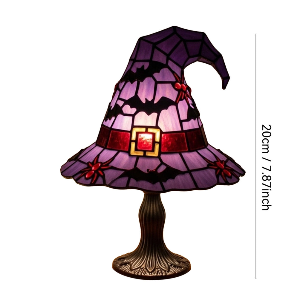 Clearance Halloween Table Lamp Decorations, Witch Hat Lamp Gifts - Handcrafted Retro Resin Witch Lamp, USB Powered Gothic Wizard Hats Night Light, Home Decor Accent Lamps for Bedroom