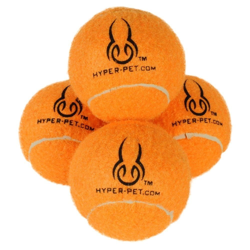 Hyper Pet Tennis Balls Dog Fetch Toys for Small Medium Dogs, Orange, Pack of 4