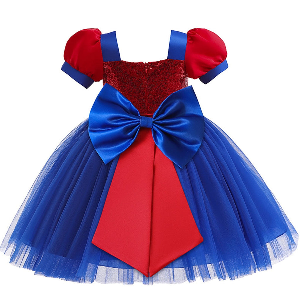 Toddlers Sequin Tutu Dress Girls Bow Dress Short Sleeve Birthday Party Costume