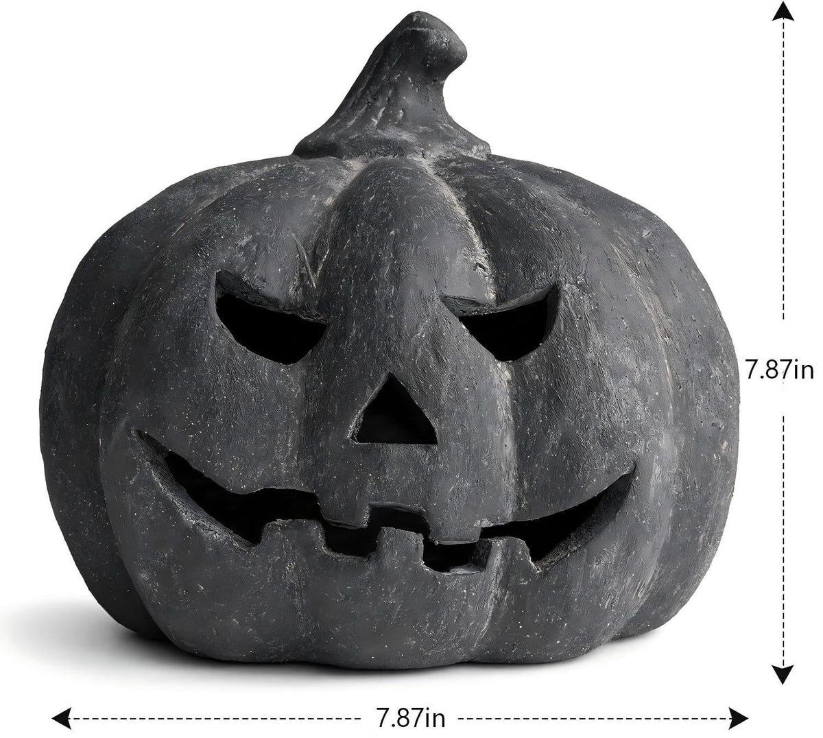 Halloween Decorations - 9.8" Black Handmade Resin Jack O Lantern Pumpkin Fall Decor, Indoor Outside Gothic Festival House Centerpiece Decoration for Table Garden Living Room Mantel