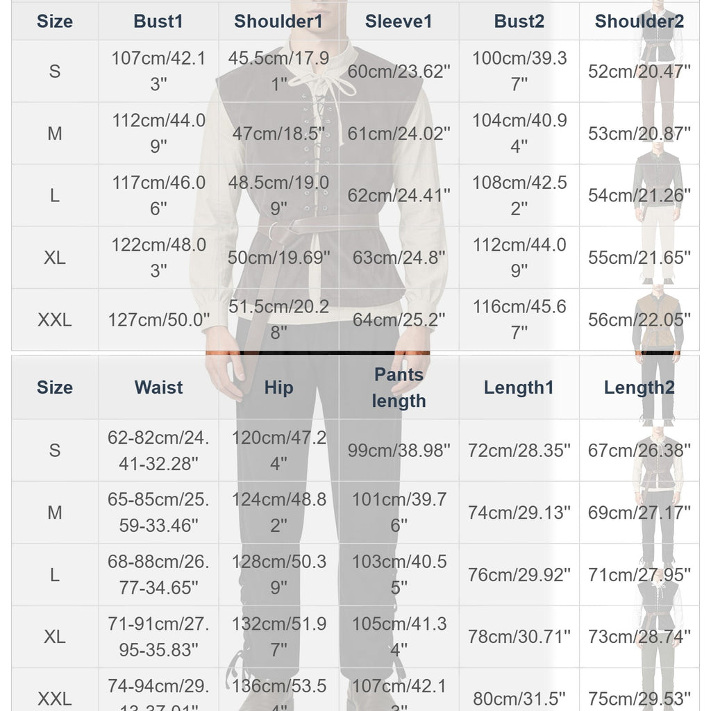Ceisia Medieval Renaissance Outfit For Men Lace Up Waistcoat Long Sleeve Shirt Lace Trousers With Matching Belt Halloween Pirate Halloween Gift