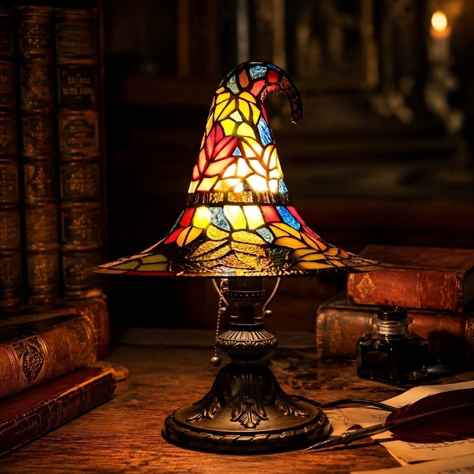 Halloween Decor Witch Hat Lamp, LED Halloween Night Light, Halloween Decorations Indoor, Witchy Decor for Shelf Mantel Table, Gothic Home Decoration