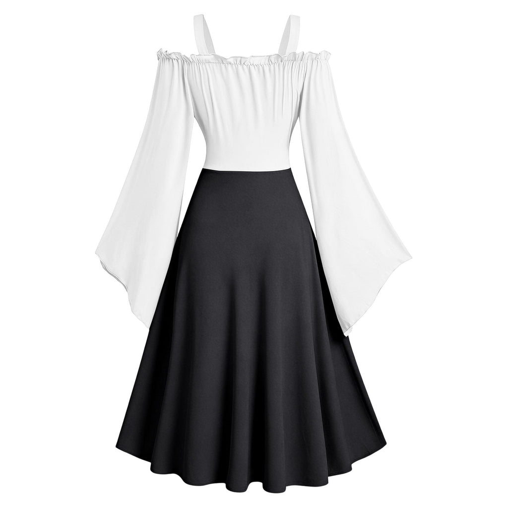 Gothic Dresses for Women Medieval Renaissance Halloween Costume Lace Up Corset High Low Ruffle Hem Square Neck Vintage Gown