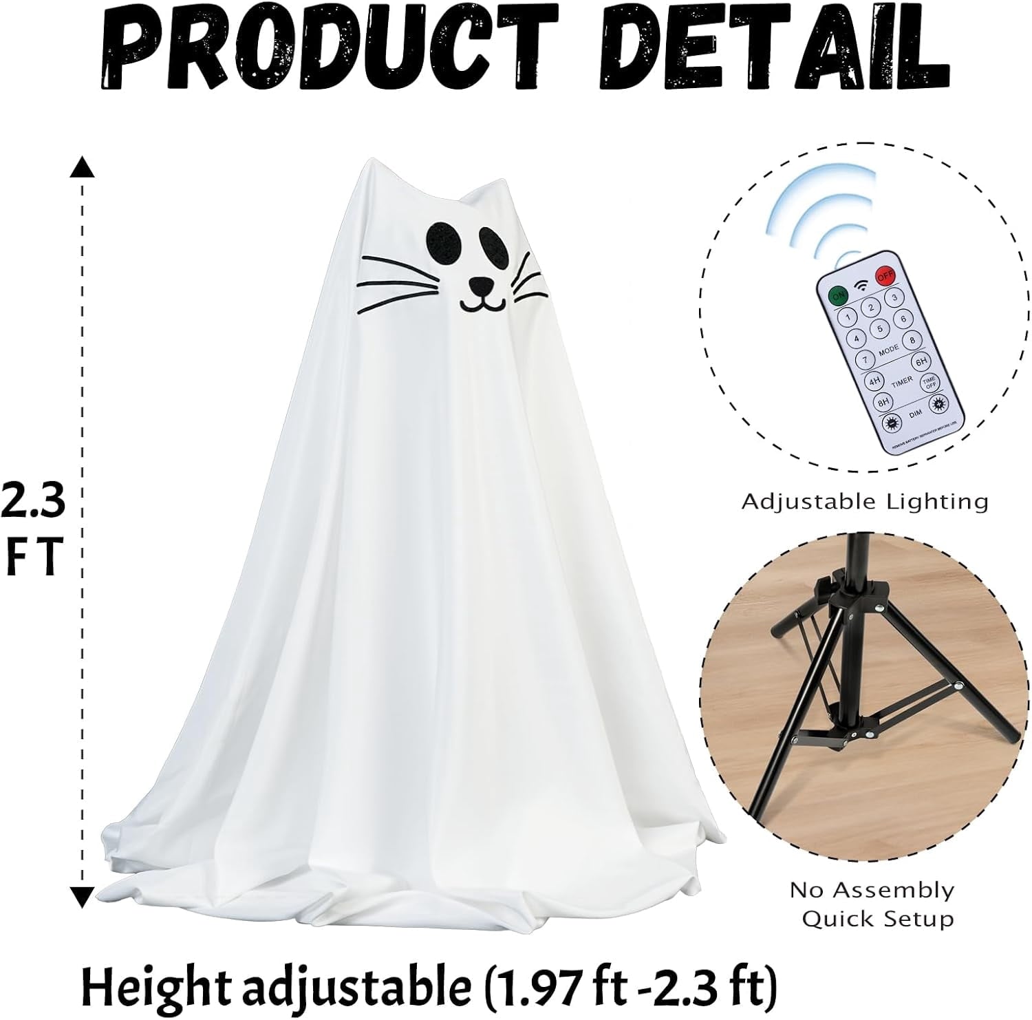 Halloween Decorations, 2 Pack 2.3 FT Light-Up Spooky Ghost Dog with 2 Sign | Halloween Ghost Dog Decorations Outdoor, Halloween Decorations Indoor, Remote Control Ghost Decor for Porch Yard Lawn Home