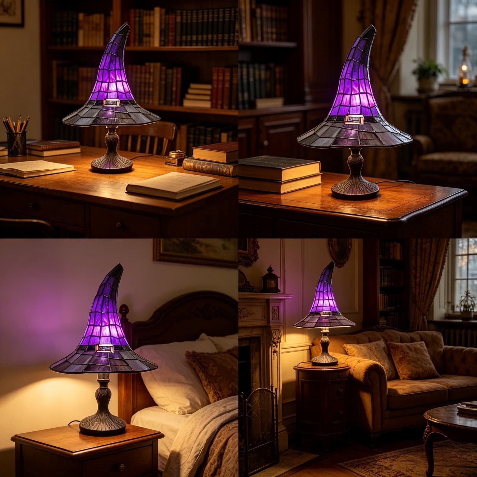 Halloween Decor Witch Hat Lamp, LED Halloween Night Light, Halloween Decorations Indoor, Witchy Decor for Shelf Mantel Table, Gothic Home Decoration