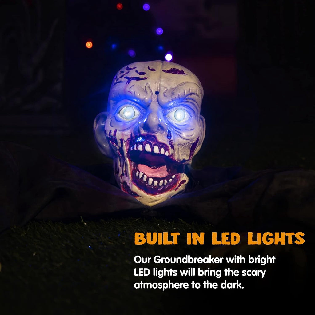 Joyfy Halloween Decorations Outdoor Groundbreaker Creepy Life Size Light Up Climbing Zombie Groundbreaker with Sound,Motion Activated Halloween Decorations Haunted House Decorations