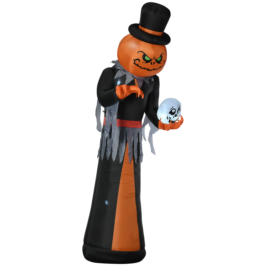 HOMCOM Inflatable Ghost with Pumpkin, Halloween Outdoor LED Lighted Yard Decoration, Waterproof