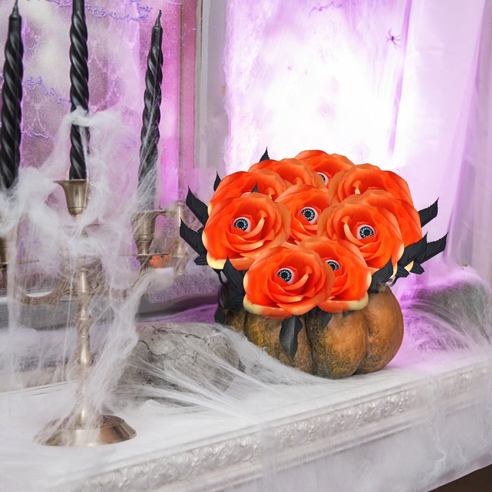 Feltree Halloween Decorations 10 Pieces Faux Rose With Eyeballs Halloween Faux Eyeball Flowers Faux Gothic Rose Bushes For Halloween Party Home Decorations