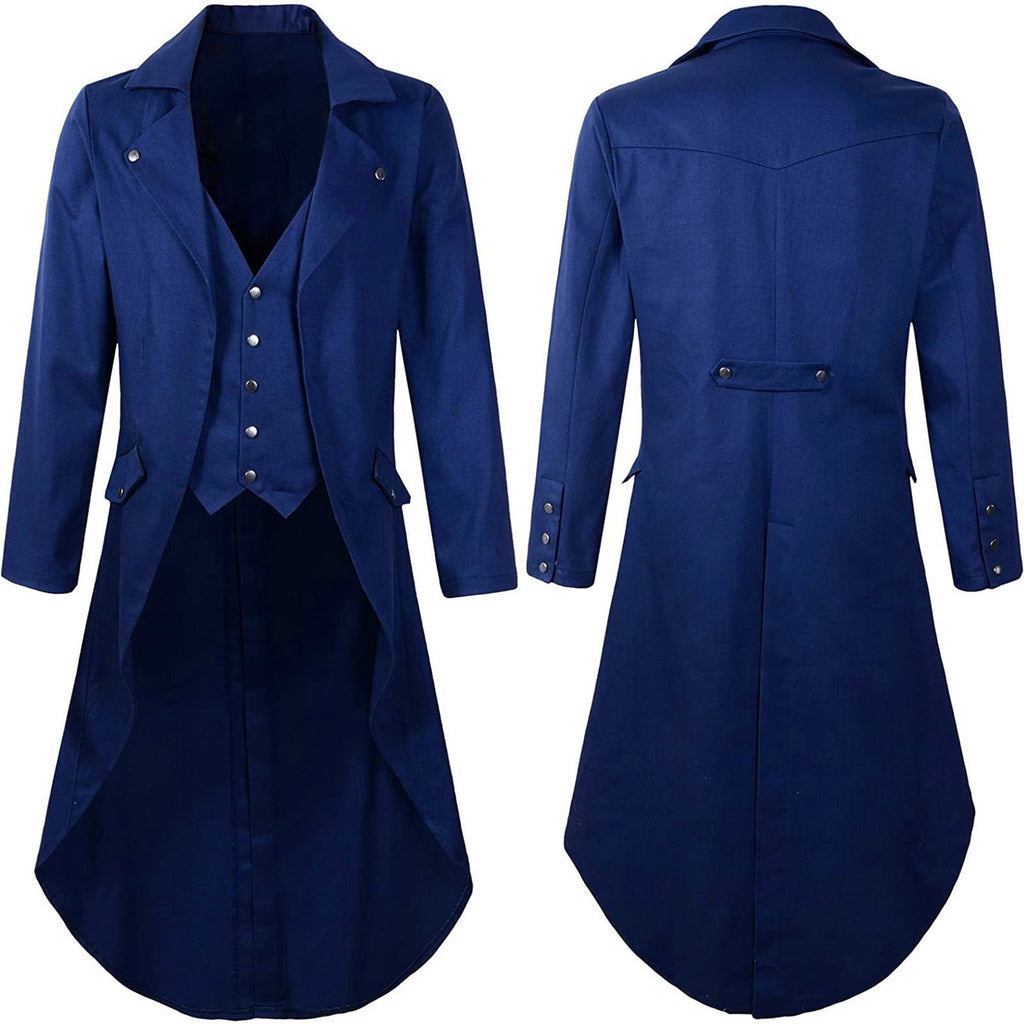 QATAINLAV Men's Vintage Steampunk Gothic Victorian Jacket Medieval Renaissance Pirate Frock Coat Formal Tuxedo Halloween Costumes Birthday Gifts Coffee S