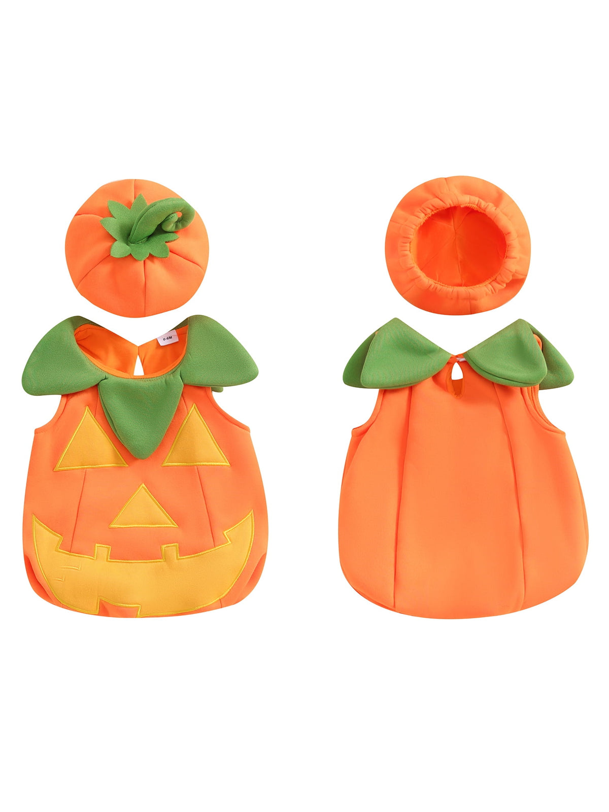 RUINIXCW Toddler Baby Girl Boy Halloween Pumpkin Costume Newborn Infant Baby Fall Halloween Outfit Sleeveless Top Hat Cosplay Party Dress Up Clothes