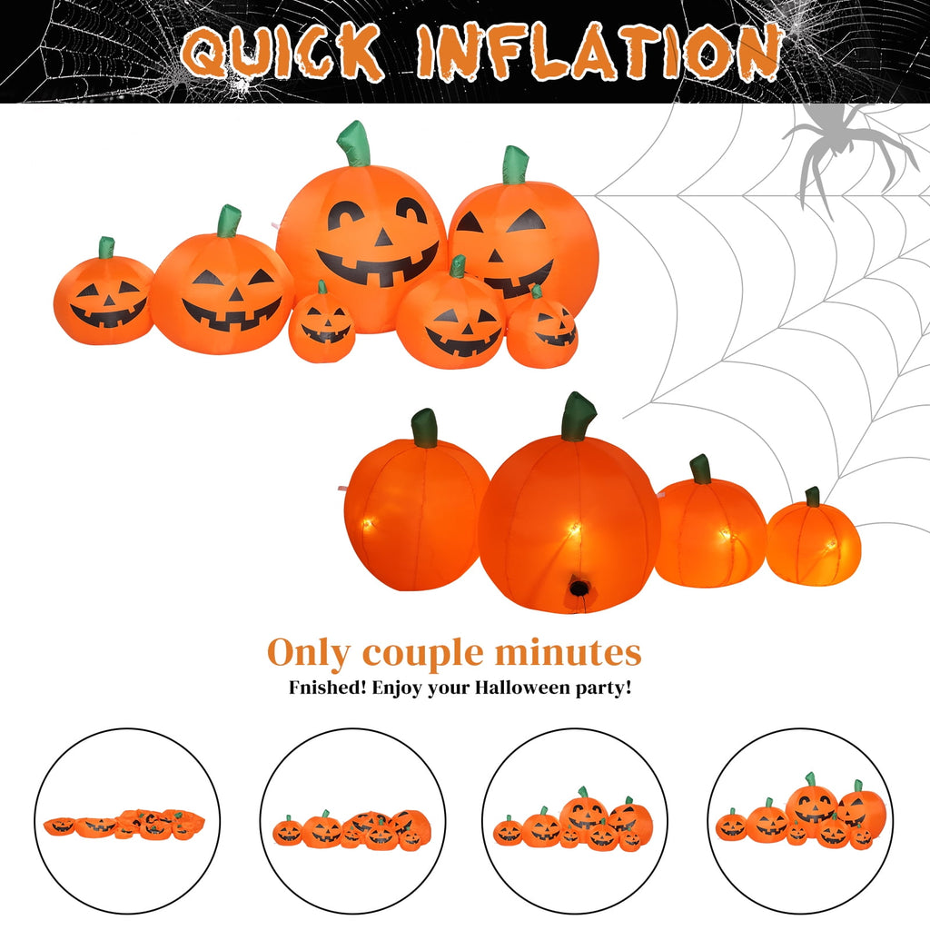 Zimtown 7 FT Halloween Inflatables Pumpkin, Halloween Decoration 7 Blow up Pumpkins w/ Build-in LEDs for Halloween Party