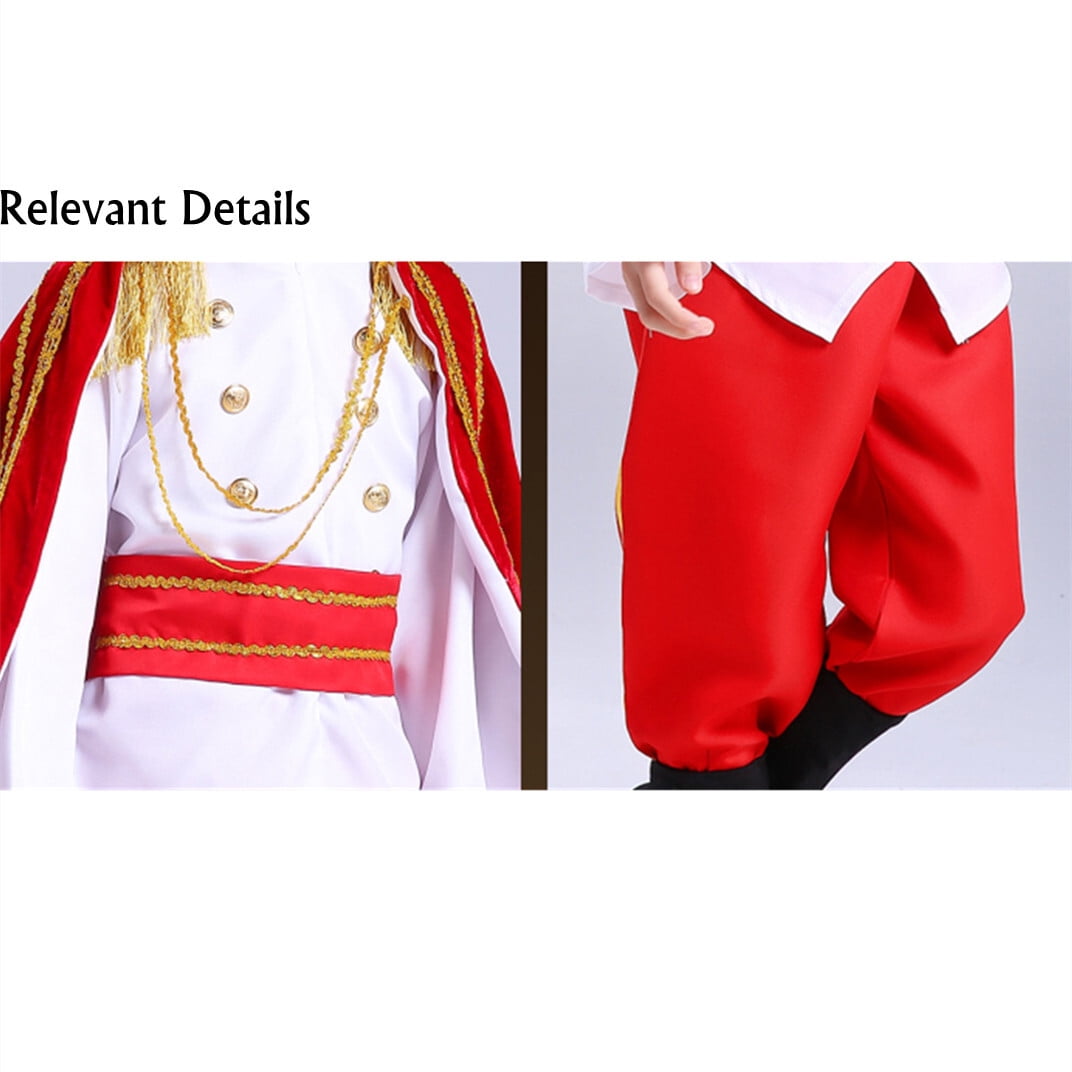 CHOYURME CHONYURM Boys Medieval Royal Prince King Costume, Kids Halloween Cosplay Party Outfit with Crown Scepter Cape Full Set