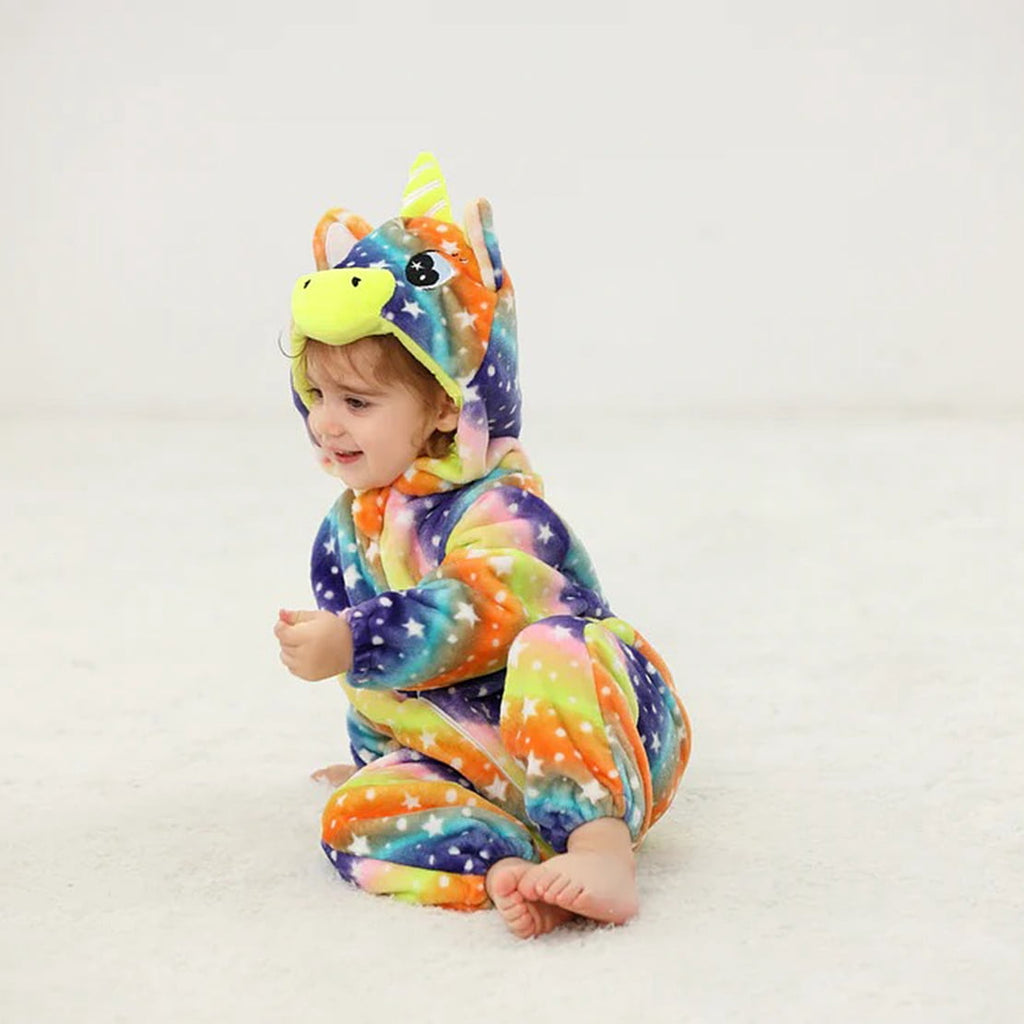 WIBACKER 0-3T Unisex Baby Animal Costume Winter Autumn Flannel Hooded Romper Christmas and Halloween Dinosaur Cosplay Jumpsuit