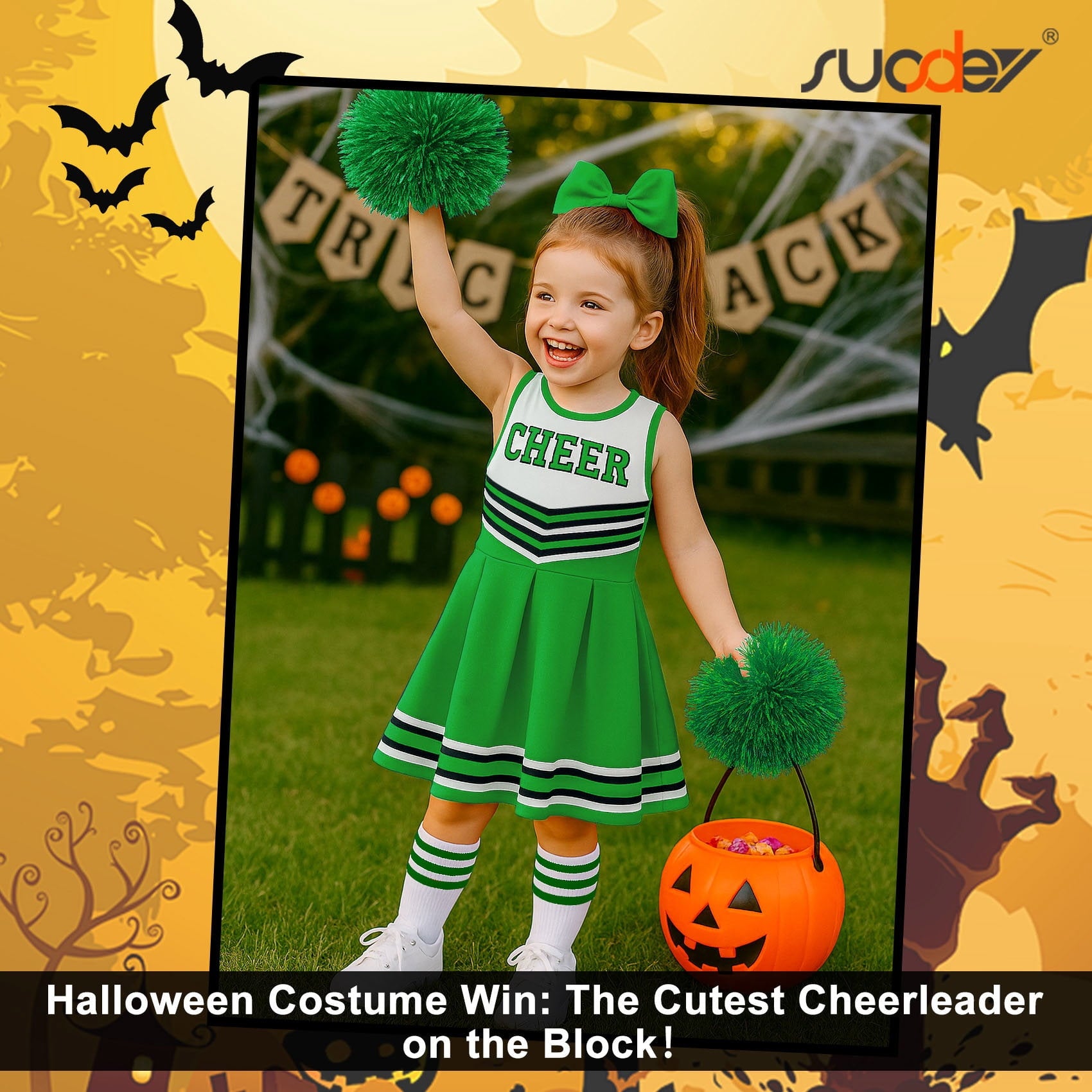 SUOSDEY Girls Cheerleader Costume Outfit Set,Kids Sleeveless Cheerleading Uniform for Party Birthday Halloween