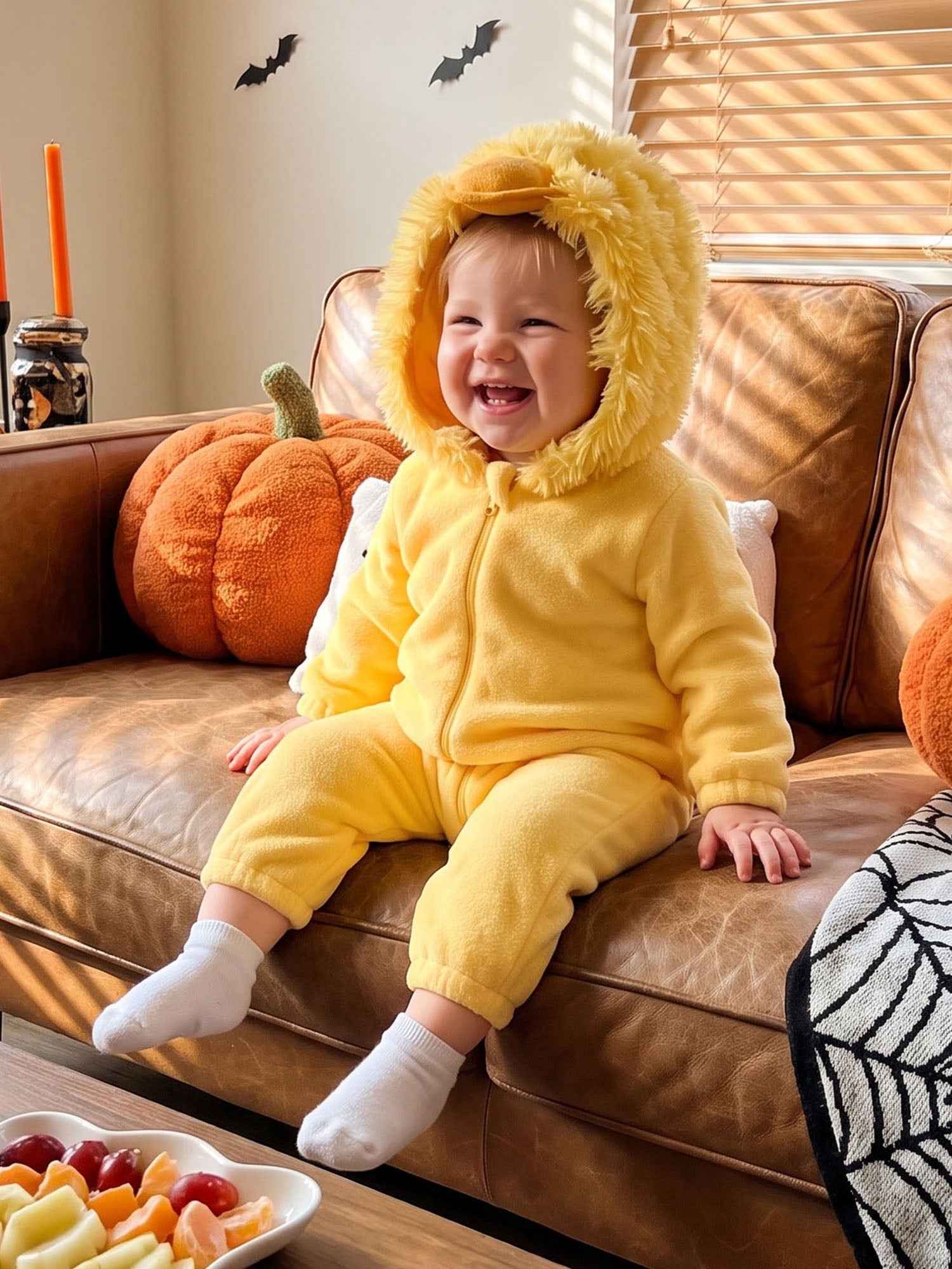 RUINIXCW Toddler Baby Girl Boy Halloween Chick Costume Cosplay Outfit Infant Fall Winter Clothes Snowsuit Fleece Jumpsuit Long Sleeve Hooded Romper