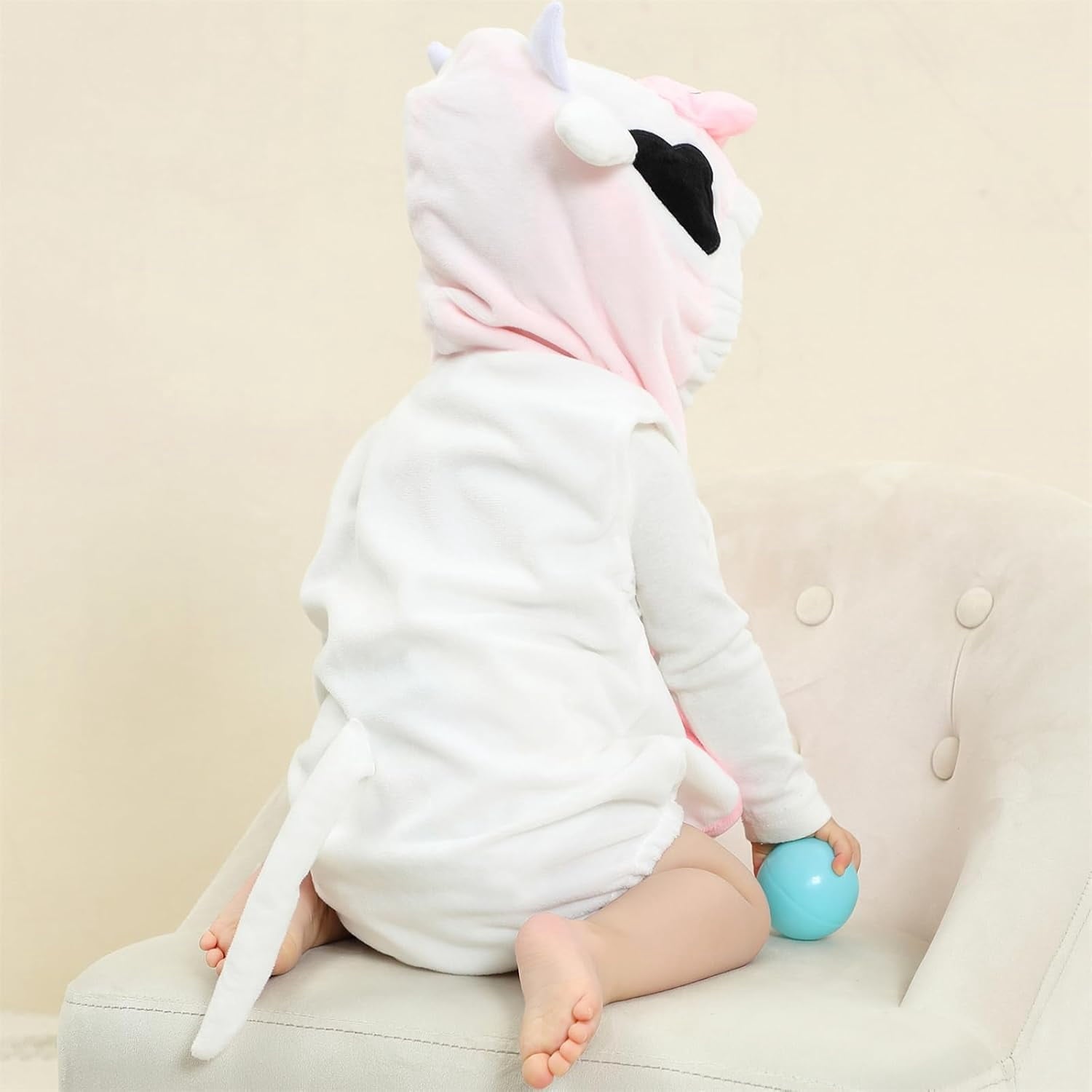 WIBACKER 0-24M Baby Boy Dinosaur Costume for Themed Parties and Halloween, Flannel Hooded Outfit Suit