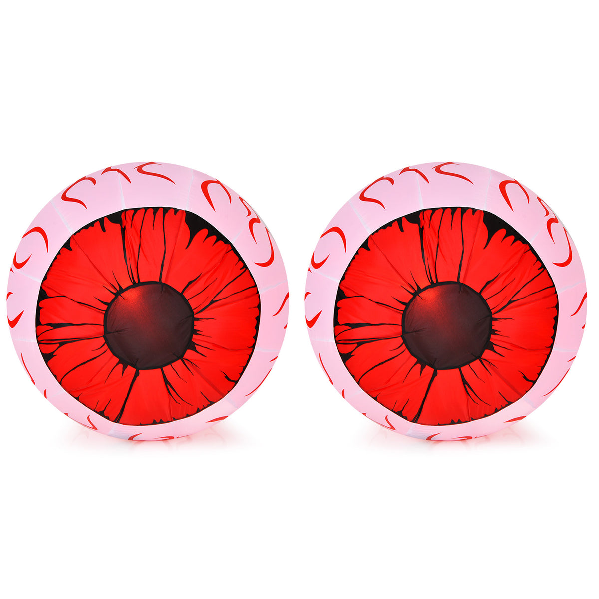 Gymax 2-Pack Inflatable Halloween Eyeballs 3ft Yard Decoration w/ Built-in LED Lights