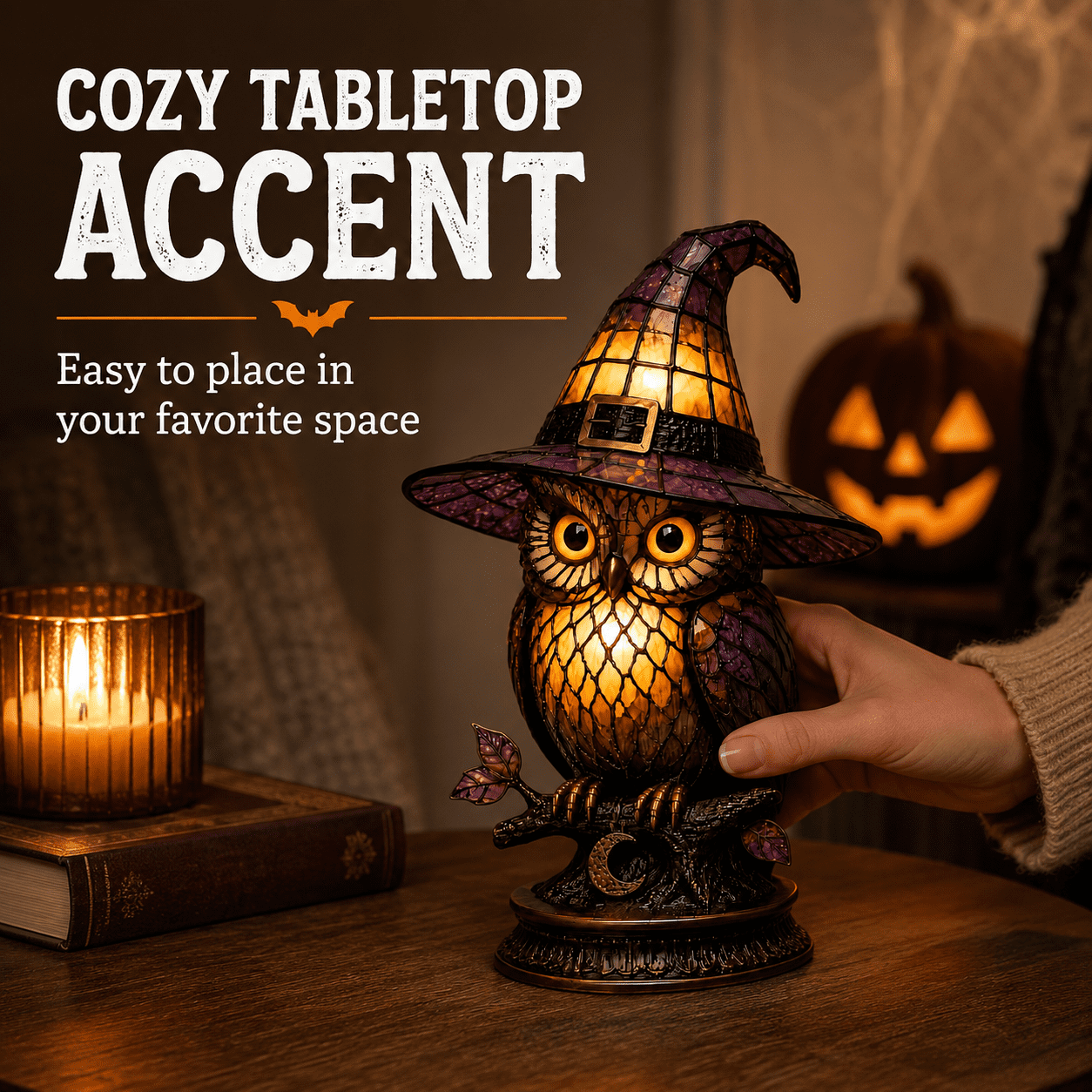 Diceymbol Halloween Decorations and Fall Decor, Halloween Venue Decoration Ghost Props LED Illuminated Ghost Decorations for Tabletop, Mantel, Shelf Indoor Outdoor 9.05 inch