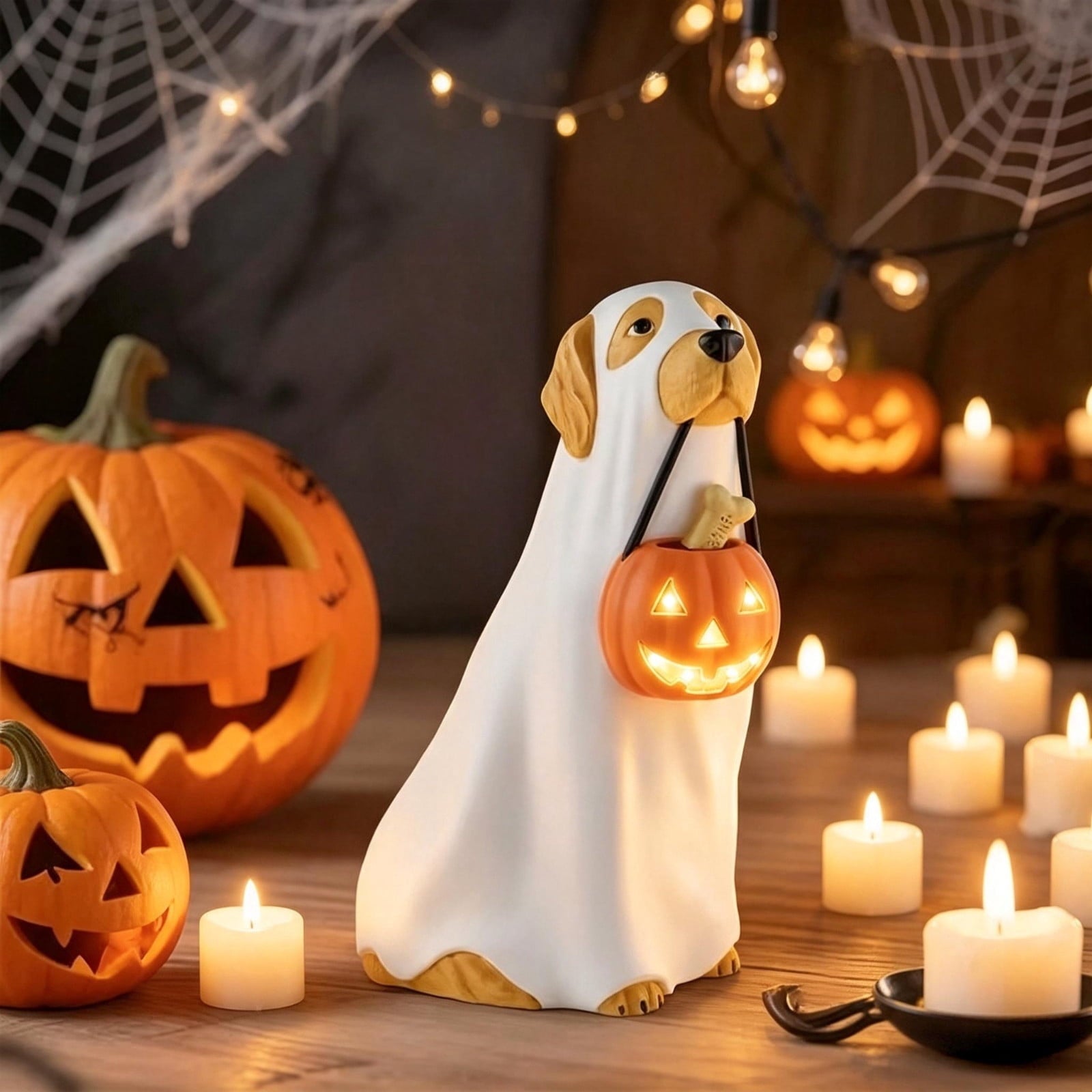 Ghost Bubble Bath LampHalloween Bathroom Decor Gifts Under 20 Bathtub Ghost & Dog Resin Figurine, Warm LED Halloween Tabletop Decor for Bathroom, Bedroom, Kids Room & Fall Home Accent