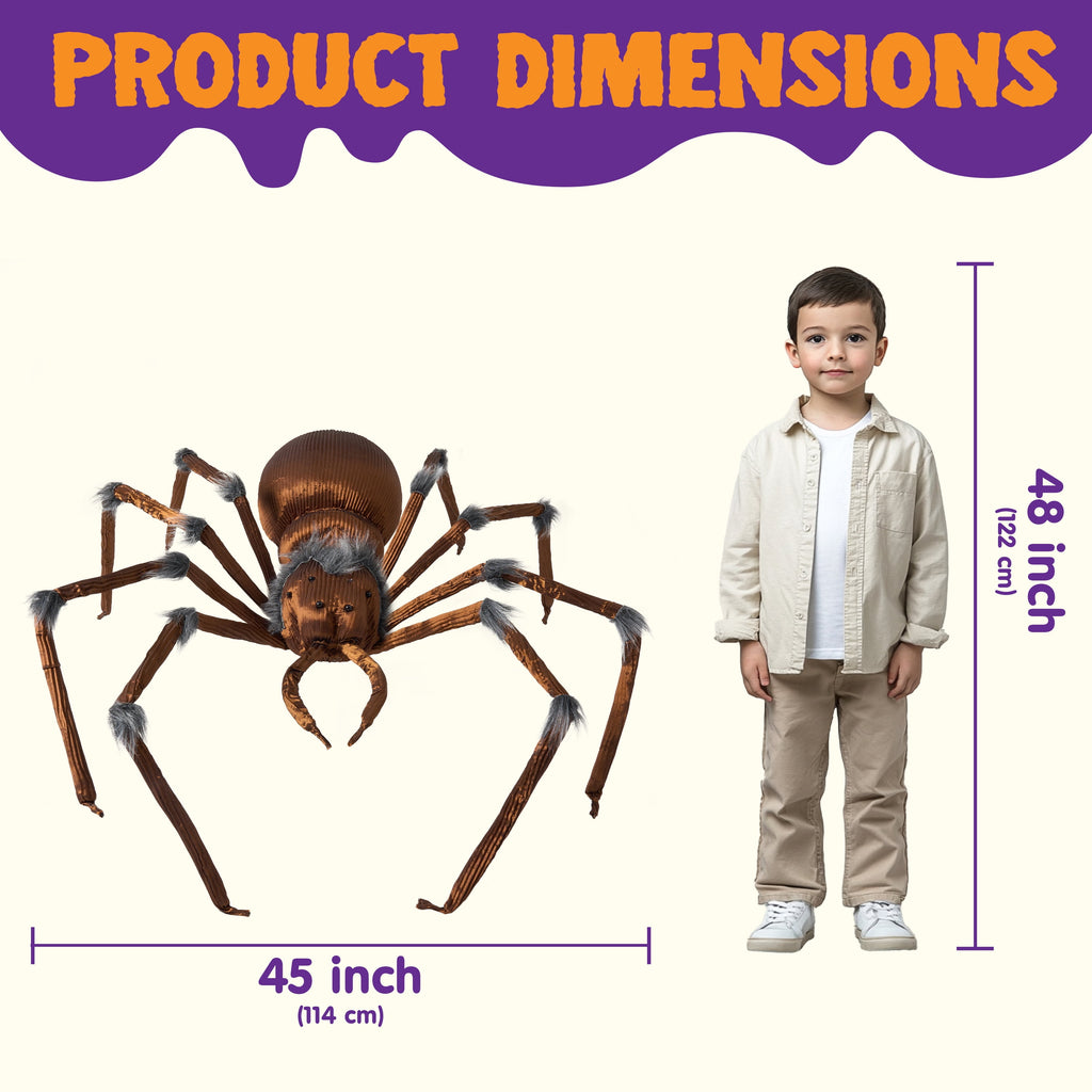 Joyfy 45inch Giant Spider Halloween Decorations,Scary Spider Halloween Outdoor Party Decorations Props Halloween Yard Decorations,Black