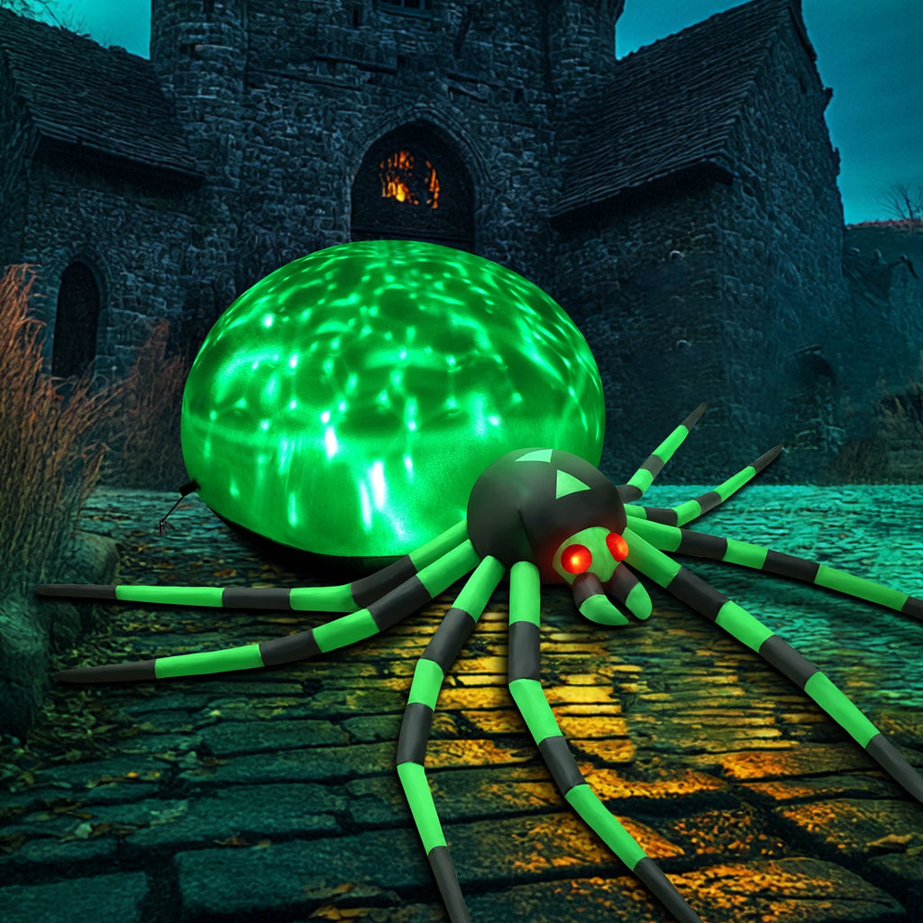 Yexmas 8FT Halloween Inflatables Outdoor Decorations Giant Spider Decorations with LED Lights and Air Pump Blow up Inflatable, Red