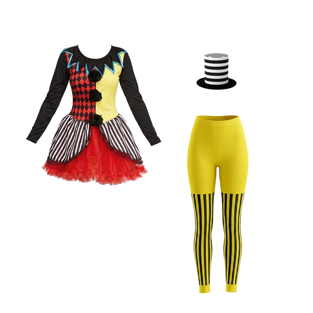 Freakshow Clown Halloween Costume for Adults, Women's Size L (12/14), by Way to Celebrate