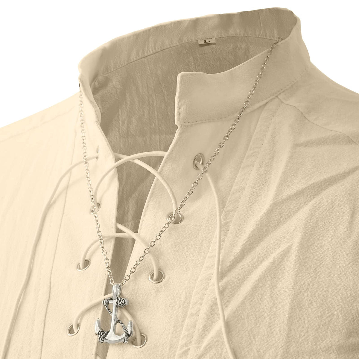ATTBEA Mens Pirate Renaissance Costume Pirate Shirt Long Sleeves Medieval Viking Gothic Celtic Pirate Vest for Unisex Halloween Costume