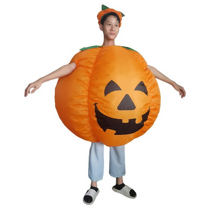 Halloween Inflatable Pumpkin Costume Novelty Round Inflatable Pumpkin Party Party Character Dress Up Props Adult Men And Women,Height 59"–74.8",Pumpkin